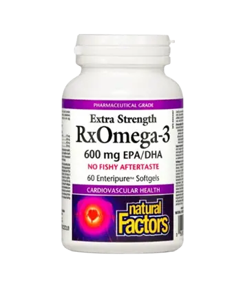 Natural Factors RxOmega 3 Extra Strength 1170 мг Рибено масло - 60 софтгел капсули, 30 дози