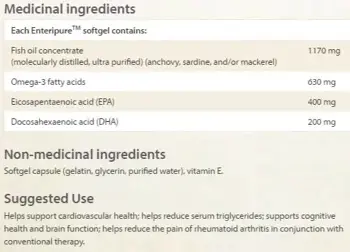 Natural Factors RxOmega 3 Extra Strength 1170 мг Рибено масло - 60 софтгел капсули, 30 дози