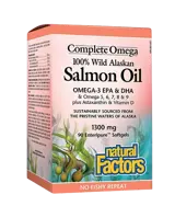 Natural Factors Salmon Oil 100% Wild Alaskan Дива Сьомга (Масло) от Аляска - 90 гел капсули, 90 дози