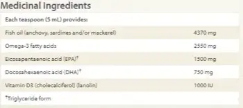 Natural Factors SeaRich Omega-3 1500 мг EPA / 750 мг DHA Мозъчна Дейност, Здрави Кости и Стави Омега 3 и Витамин D3 - 200 мл