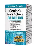 Natural Factors Senior’s Multi Probiotic 35 Billion Live Cultures, 8 Strains Мултипробиотик за Хора Над 55 Години - 30 веге капсули, 30 дози