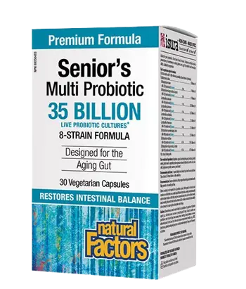 Natural Factors Senior’s Multi Probiotic 35 Billion Live Cultures, 8 Strains Мултипробиотик за Хора Над 55 Години - 30 веге капсули, 30 дози