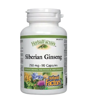 Natural Factors Siberian Ginseng 250 мг При Стрес и Умора Женшен Сибирски - 90 капсули, 90 дози