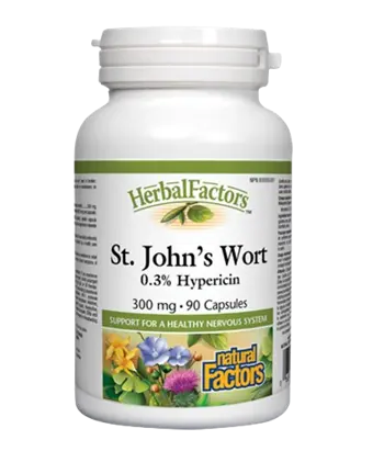 Natural Factors St. Johns Wort 300 мг Жълт Кантарион - 90 капсули, 90 дози