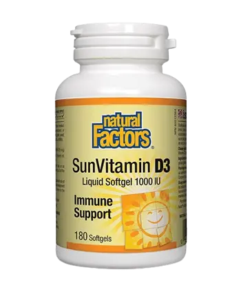 Natural Factors SunVitamin D3 1000 IU Витамин D3 - 180 гел капсули, 180 дози