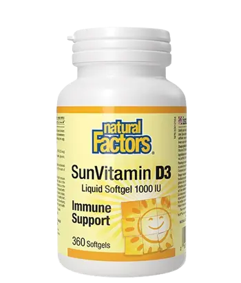 Natural Factors SunVitamin D3 1000 IU Витамин D3 Силен Имунитет