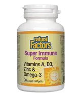 Natural Factors Super Immune Formula Витамини А и D3, Цинк и Омега-3 - 90 гел капсули, 90 дози