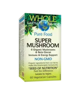 Natural Factors Super Mushroom Whole Earth & Sea® Медицински Гъби за Имунитет и Енергия - 60 веге капсули, 60 дози