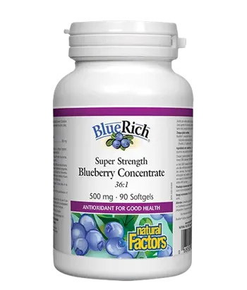 Natural Factors Super Strength Blueberry Concentrate 36:1 500 мг Синя Боровинка Супер Концентрат