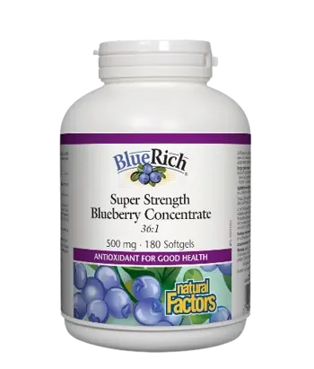 Natural Factors Super Strength Blueberry Concentrate 36:1 500 мг Синя Боровинка Супер Концентрат