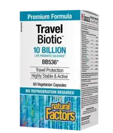 Natural Factors Travel Biotic 10 Billion Пробиотик за Подкрепа При Далечни Пътувания - 60 веге капсули, 60 дози