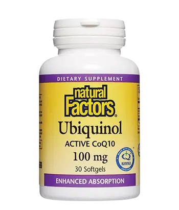 Natural Factors Ubiquinol Active CoQ10 100 мг Убиквинол – Активен Коензим Q10 (Антиоксидант и Кардиопротектор)