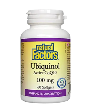 Natural Factors Ubiquinol Active CoQ10 100 мг Убиквинол – Активен Коензим Q10 (Антиоксидант и Кардиопротектор)