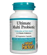 Natural Factors Ultimate Multi Probiotic 12 Billion Active Cells Мулти Пробиотик 12 щама, 12 млрд. Активни Пробиотици - 60 веге капсули, 60 дози