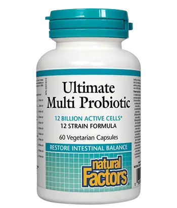 Natural Factors Ultimate Multi Probiotic 12 Billion Active Cells Мулти Пробиотик 12 щама, 12 млрд. Активни Пробиотици - 60 веге капсули, 60 дози