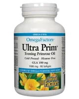 Natural Factors Ultra Prim Evening Primrose Oil 1000 мг Вечерна Иглика Масло - 90 гел капсули, 90 дози