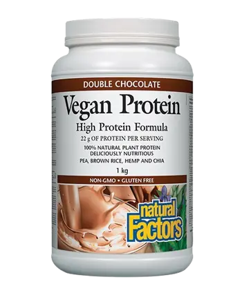Natural Factors Vegan Protein Double Chocolate Веган Протеин с Вкус на Шоколад - 1000 грама, 20 дози