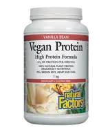 Natural Factors Vegan Protein High Protein Formula Веган Растителен Протеин Прах, с Вкус на Ванилия - 1000 грама, 20 дози