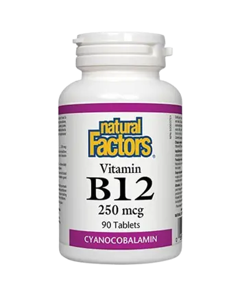 Natural Factors Vitamin B12 250 мкг Витамин В12 Цианокобаламин - 90 таблетки, 90 дози