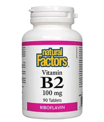 Natural Factors Vitamin B2 100 мг Витамин В2 Рибофлавин - 90 таблетки, 90 дози
