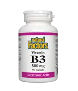 Natural Factors Vitamin B3 500 мг Витамин В3 Никотинова Киселина - 90 таблетки, 90 дози