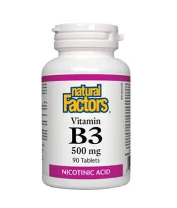 Natural Factors Vitamin B3 500 мг Витамин В3 Никотинова Киселина - 90 таблетки, 90 дози
