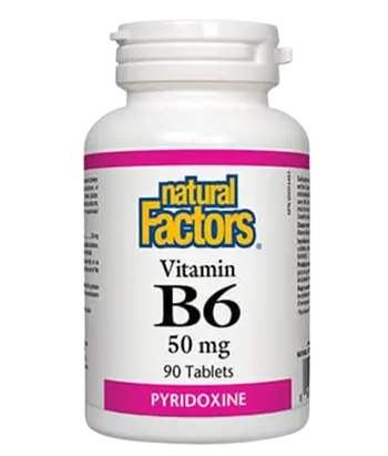 Natural Factors Vitamin B6 50 мг Витамин В6 Метаболитно и Неврологично Здраве - 90 таблетки, 90 дози