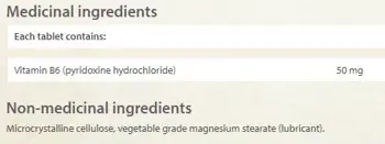 Natural Factors Vitamin B6 50 мг Витамин В6 Метаболитно и Неврологично Здраве - 90 таблетки, 90 дози