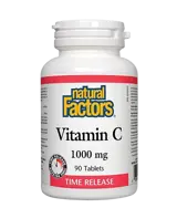 NATURAL FACTORS Vitamin C 1000 мг Time Release Витамин C / Аскорбинова Киселина с Бавно Освобождаване - 90 таблетки, 90 дози