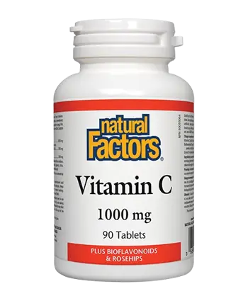 Natural Factors Vitamin C 1000 мг With Bioflavonoids and Rosehips Витамин С 1000 мг с Шипка и Биофлавоноиди Антиоксидант и Имуностимулатор - 90 таблетки, 90 дози