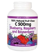 Natural Factors Vitamin C 500 мг Имунитет Витамин С Таблетки с Вкус на Горски Плодове -  90 дъвчащи таблетки, 90 дози