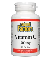 NATURAL FACTORS Vitamin C 500 мг Витамин C + Шипка и Биофлавони - 90 таблетки, 90 дози