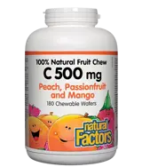 Natural Factors Vitamin C 500 мг Витамин С Дъвчащи Таблетки с Вкус на Тропически Плодове - 90 дъвчащи таблетки, 90 дози