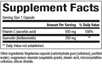 Natural Factors Vitamin C Extra + Quercetin - 60 капсули, 60 дози