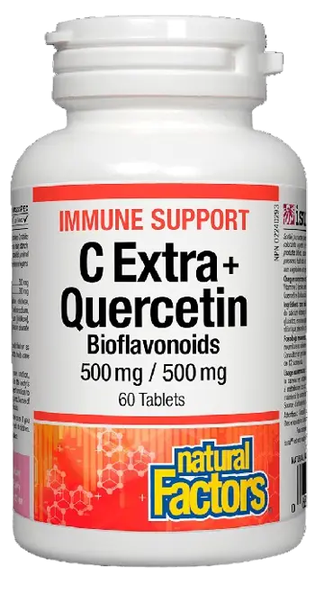 Natural Factors Vitamin C Extra + Quercetin 250 мг Имунна Подкрепа с Витамин С и Кверцетин - 60 таблетки, 60 дози