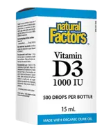 Natural Factors Vitamin D3 1000 IU Drops Имунитет Витамин D3 - 15 мл, 200 дози