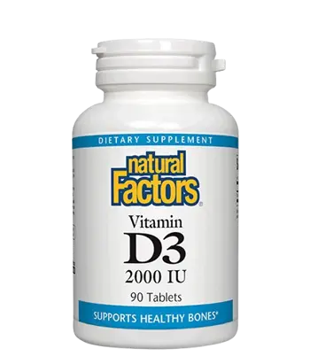 NATURAL FACTORS Vitamin D3 2000 IU Витамин Д3 - 90 таблетки, 90 дози