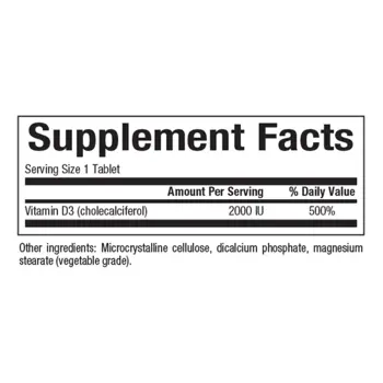 NATURAL FACTORS Vitamin D3 2000 IU Витамин Д3 - 90 таблетки, 90 дози