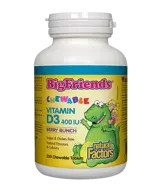 Natural Factors Витамин D3 Big Friends® 400 IU Имунитет за Деца - 250 дъвчащи таблетки с вкус горски плодове, 250 дози