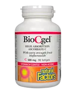 Natural Factors Витамин С BioCgel™ 500 мг Калциев Аскорбат - 90 гел капсули, 90 дози