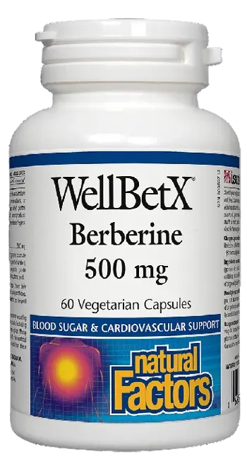 Natural Factors WellBetX Berberine HCL 500 мг Берберин - 60 веге капсули, 60 дози