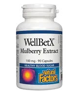 Natural Factors WellBetX Mulberry Extract 100 мг При Диабет Екстракт от Бяла Черница - 90 капсули, 90 дози