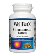 Natural Factors WellBetX®150 мг Канела - 60 капсули, 60 дози