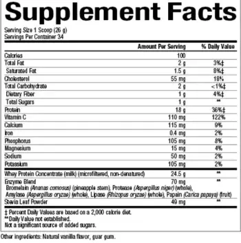 Natural Factors Whey Factors® Grass Fed Whey Protein Vanilla Суроватъчен Протеин Концентрат с Вкус на Ванилия - 1000 грама, 38 дози