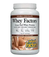 Natural Factors Whey Factors® Grass Fed Whey Protein Chocolate Суроватъчен Протеин Концентрат с Вкус на Шоколад - 1000 грама, 34 дози