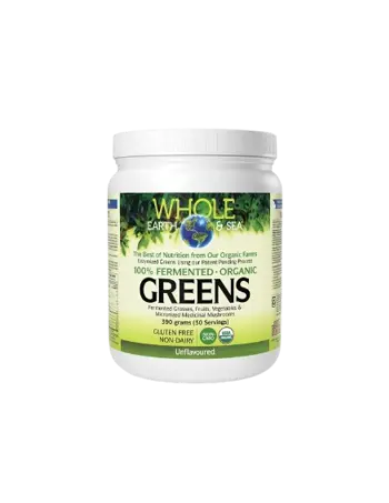 Natural Factors Whole Earth & Sea 100% Fermented Organic Greens, Unflavored 100% Ферментирали Органик Растителни Храни - 390 грама прах, 30 дози
