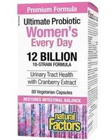 Natural Factors Women's Multi Probiotic 12 Billion Live Probiotic Cultures Мултипробиотик за Жени с Червена Боровинка - 60 веге капсули, 60 дози