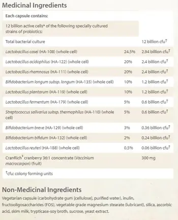 Natural Factors Women's Multi Probiotic 12 Billion Live Probiotic Cultures Мултипробиотик за Жени с Червена Боровинка - 60 веге капсули, 60 дози