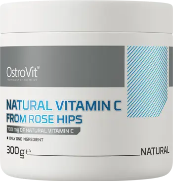OstroVit Natural Vitamin C Powder from Rose Hips Натурално Витамин C от Шипка на Прах - 300 грама, 300 дози