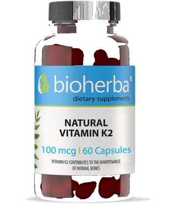 Bioherba Natural Vitamin K2 100 mcg Витамин К2 от натто екстракт